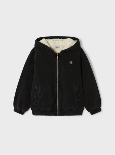 BLACK DENIM FUR JACKET