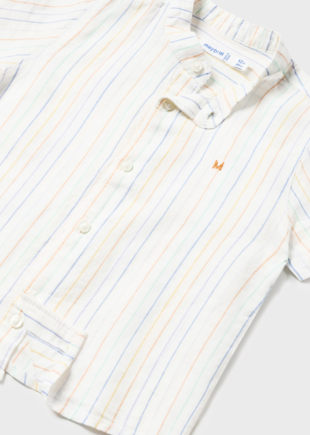LINEN COLLARLESS S/S POLO