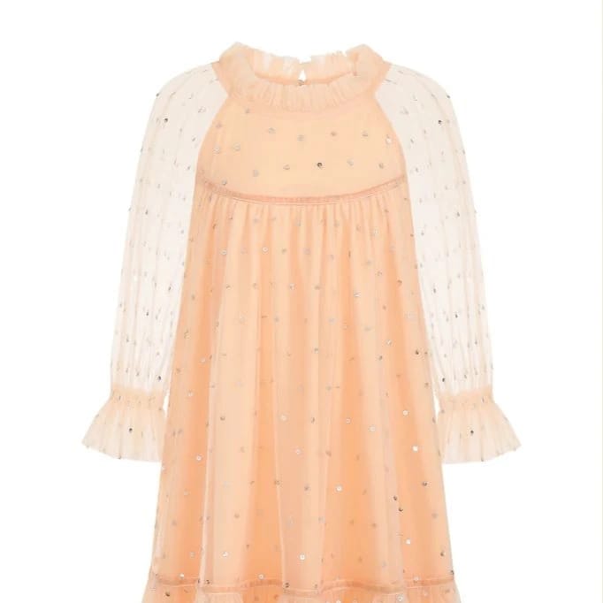 Minnie Almond Sequin Smock Dress