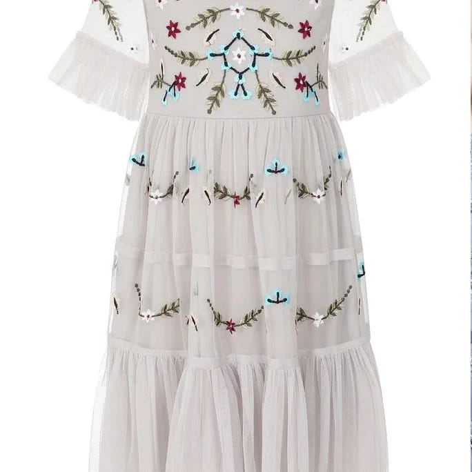 Polly Vapour Blue Embroidered Dress - Image 3