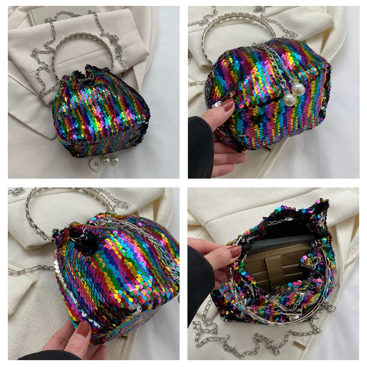 RAINBOW SEQUINS BUCKET CROSSBODY BAG - Image 2