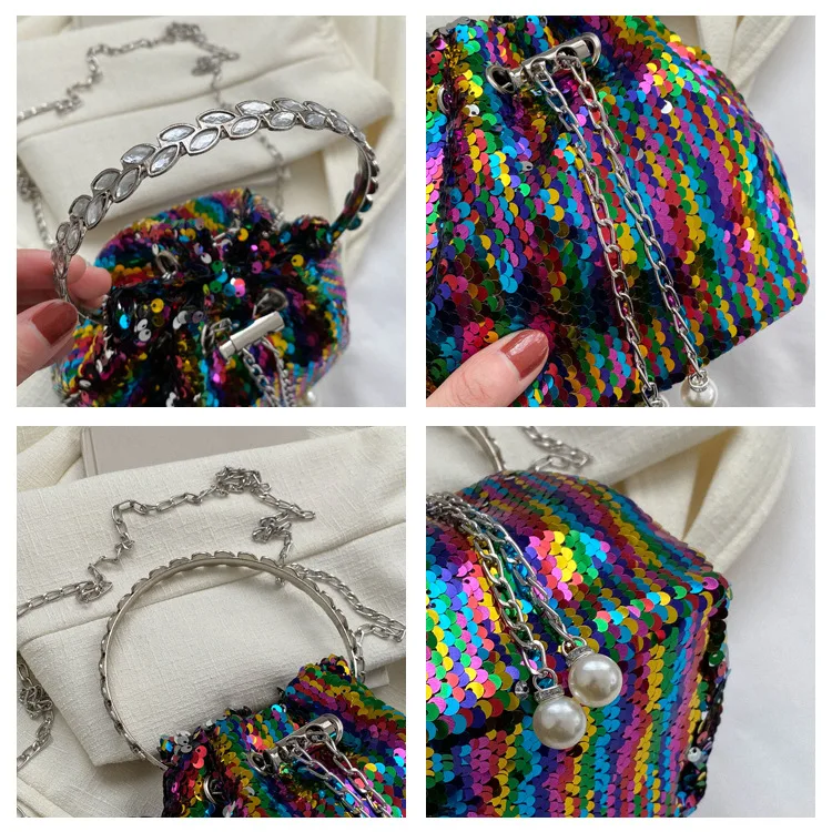 RAINBOW SEQUINS BUCKET CROSSBODY BAG - Image 4